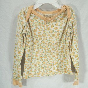girls size S Laura Ashley white orange floral flower long sleeve shirt